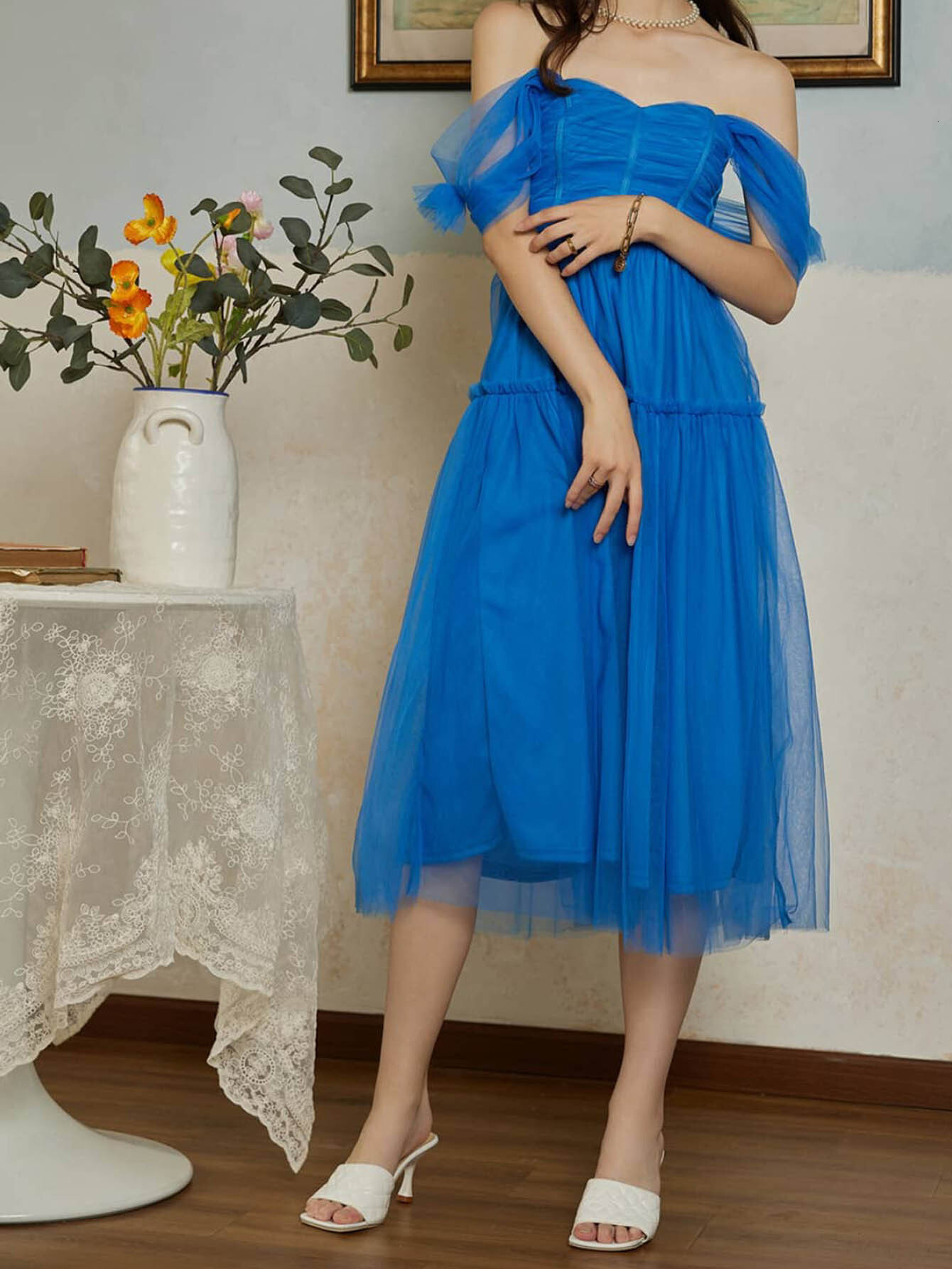 New Womens Dress Mesh Dress Princess Dress Sleeveless Mid Dress