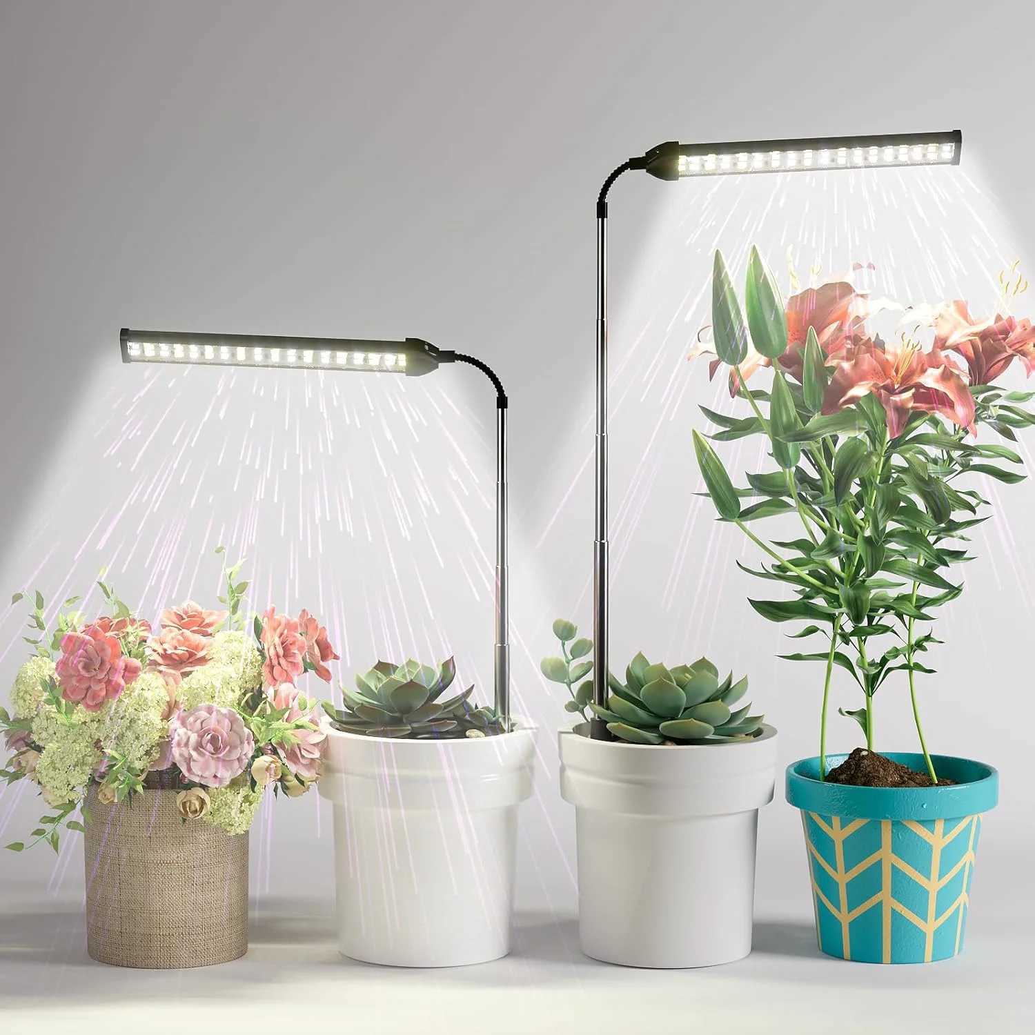 Ground Insertion Flat Tube White Light USB Grow Plant Lamp Full Spectrum Growth Light 5V Timed Dimming Fleshy Flower LightingXJ250526