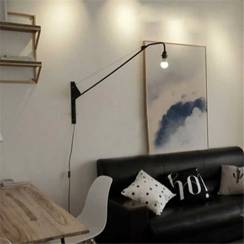 Potence Wall Lamp Loft American retro pipe light bedside Long arm swing lighting E27 artists decor kitchen wall decor lightXJ250526