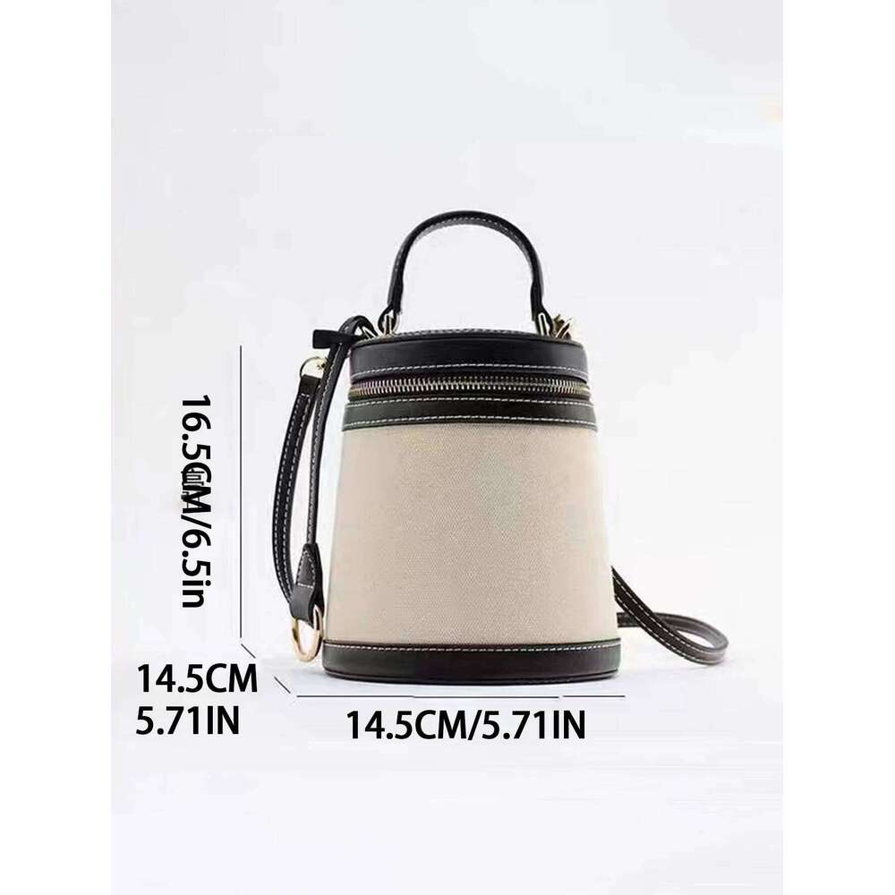 Women's Bags Designer Fashion Women's Spring And Summer New Cylinder Color Box Shape Single Shoulder Oblique Canvas Bucket Bag