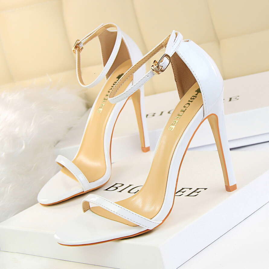 Fashionable super high heels patent leather open toe lace up sandals, summer sexy women's high heels