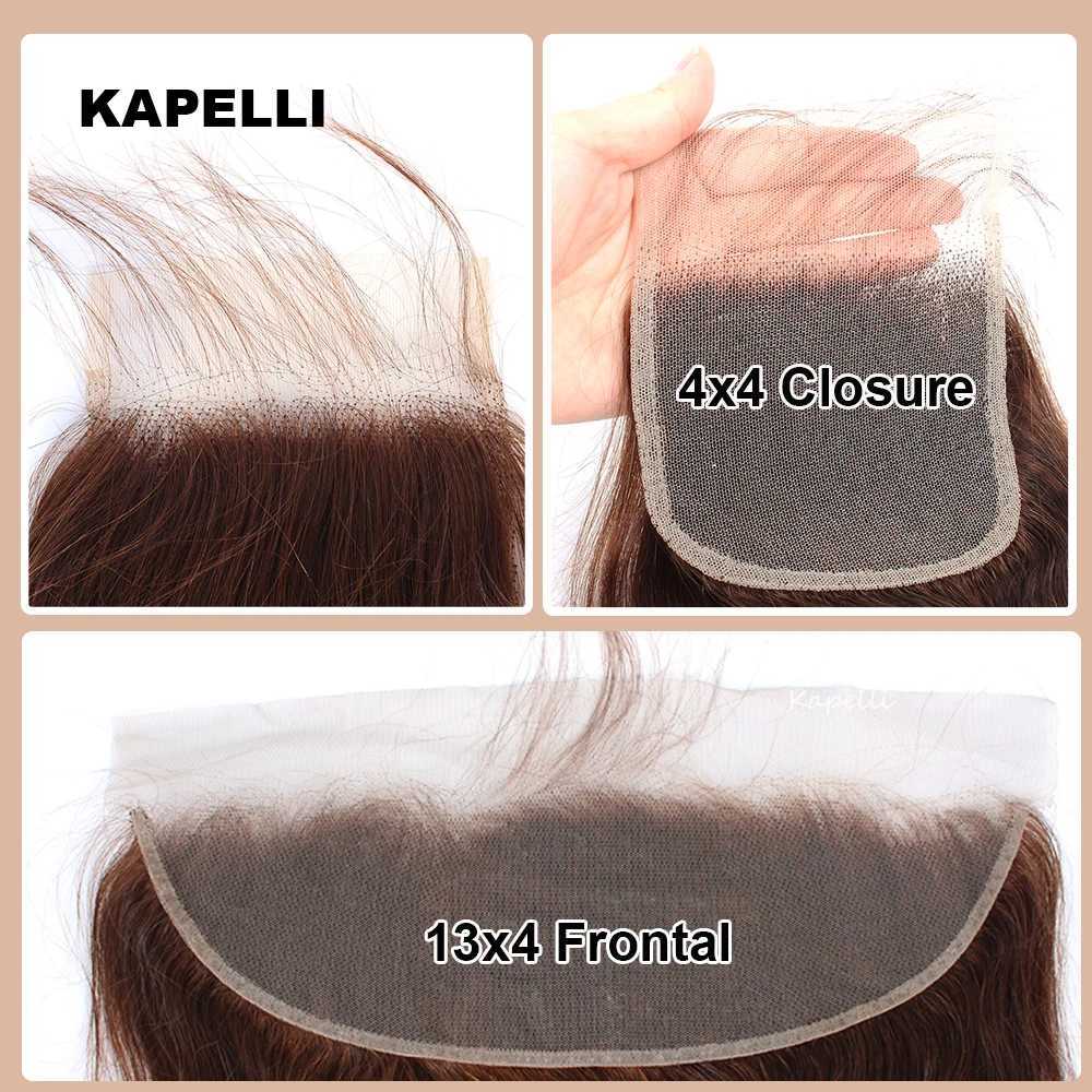 #4 Brown Bundles with Closure Human Hair 4x4 13x4 Straight Bundles and Frontal Brazilian Remy 3/4 Tissage Weave Hair Extensions S25526 - view 5