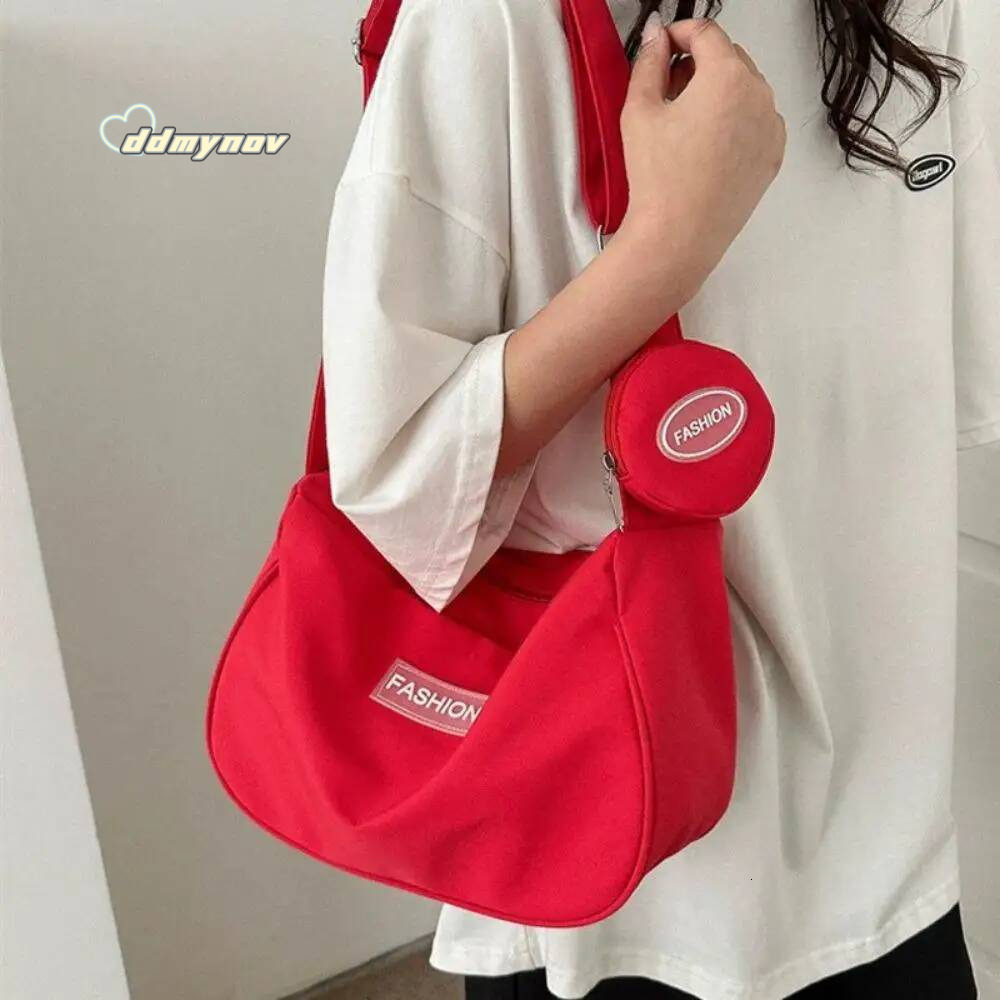 Haruku Style College Crossbody Solid Color Large Capacity Shoulder Bag Oxford Fashion Designer Handbag With Coin Purse New ddmynov