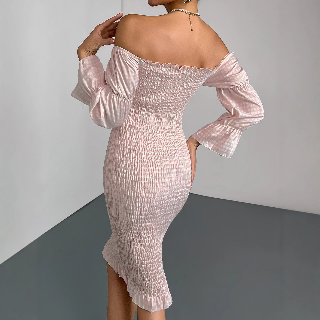 Elegant 2025 Party Dress Summer New Womens Sexy One Shoulder Long Sleeve Slim Pencil Skirt