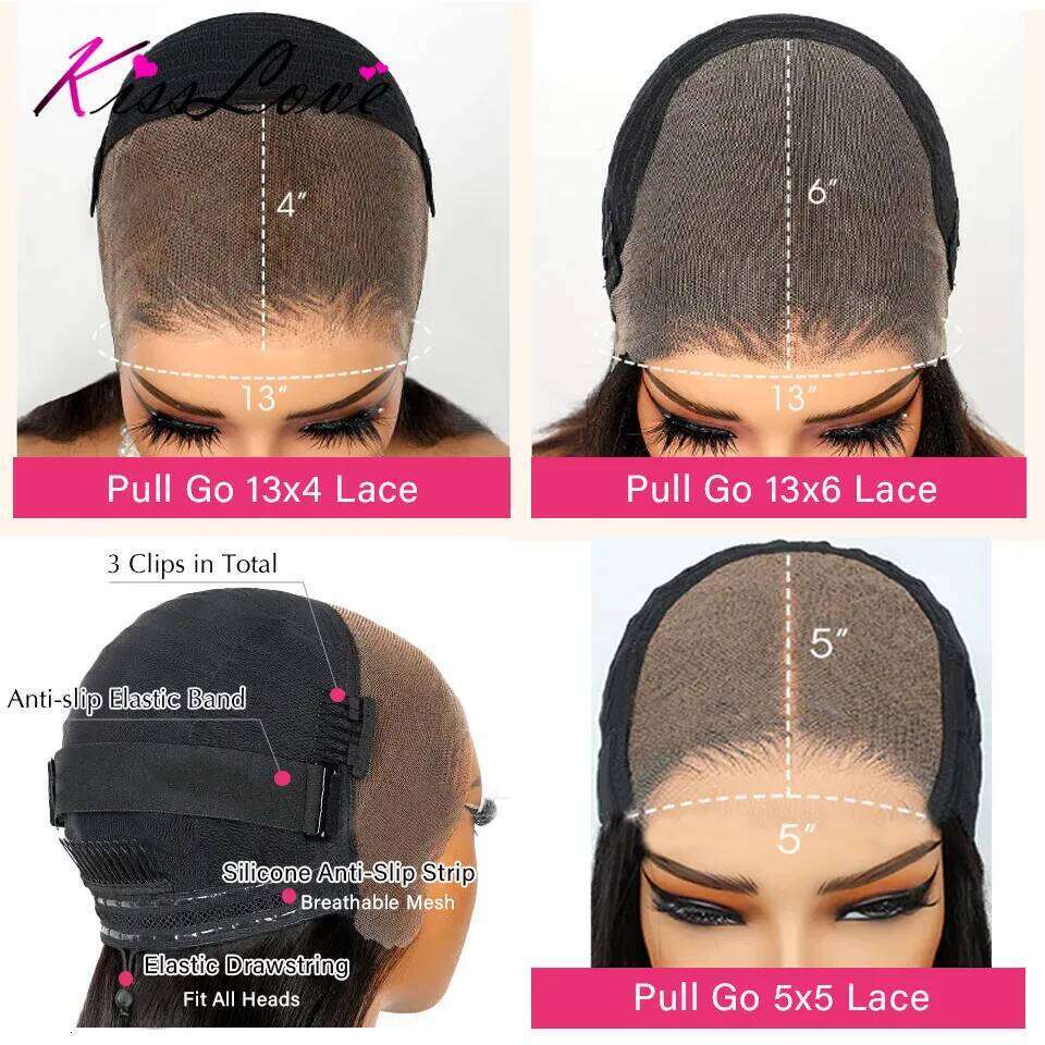 Body Wave Invisi Strap 360 Full Human Hair 5x5 Glueless Pull Go Wigs with Elastic Drawstring 13x6 HD Lace Frontal Wig