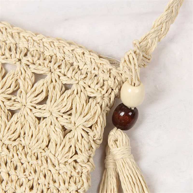 Casual Beach Straw Shoulder Bag Women Crossbody Bag All-match Handbag Square Shape Tassel Hollow Rattan Bag Fashion High Quality W250524