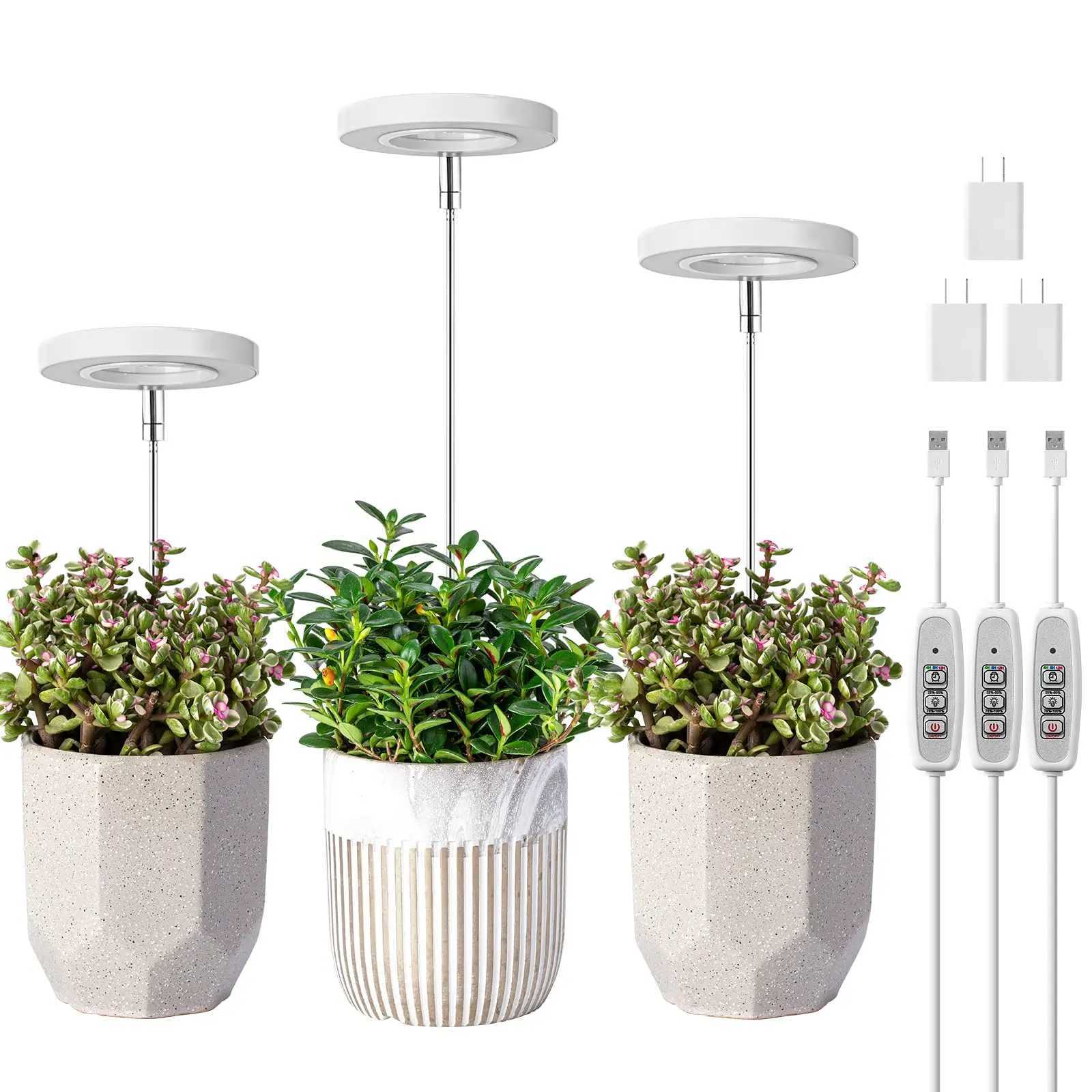 Full Spectrum LED Grow Light for Indoor Solar Plants Height Adjustable with 4/8/12H Timer 4-Level Dimming Floor Lamp SucculentsXJ250526