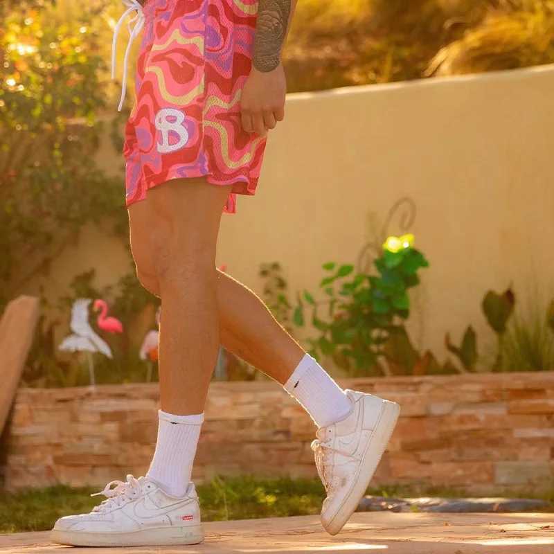 BKTSQD New Summer Mens Shorts Men and Womens Fashion Beach Seaside Sports Shorts Mesh Sports Quick-Drying Quarter PantsT250526