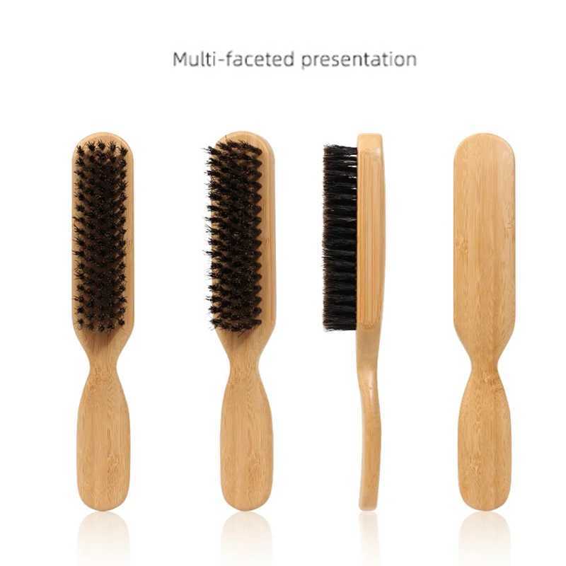 1pcs Men Beard Hair Styling Brush Bamboo Boar Bristles Brush Suitable for Salon Home Multifunctional Cleaning Brush Barber Tool R250526