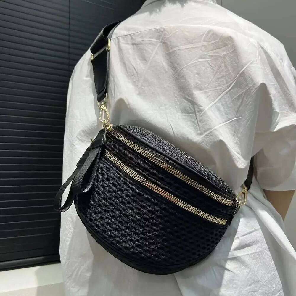 Women's Bags Designer Ladies' Fashionable Ed Mesh Shoulder Bag, Lightweight And Multi Partition Casual Handbag