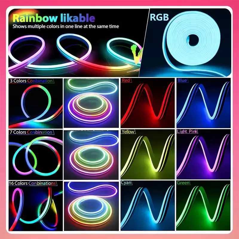 Addressable Rgb Ic DC24V Neon Led Strip Lights Outdoor Waterproof App Remote Control Rgb Led Neon Rope Lights For Bedroom Decor W251112