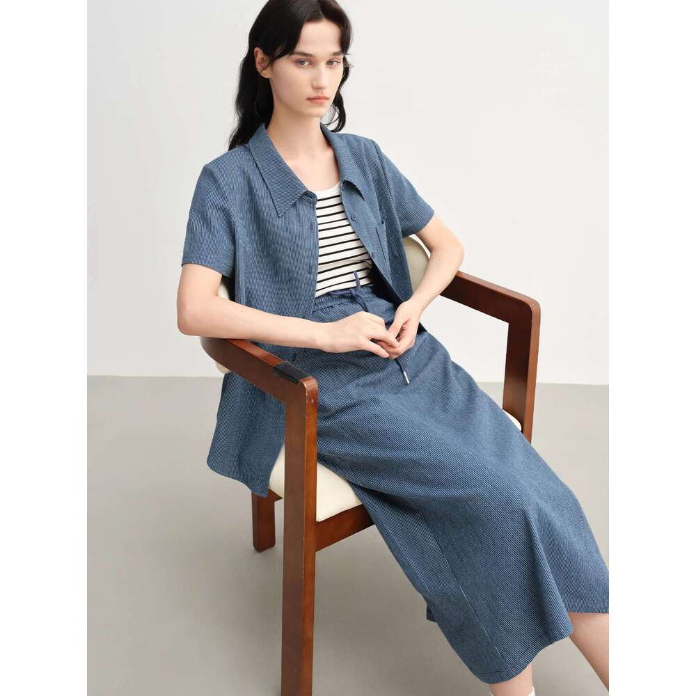 DUSHU Minimalist Style Loose Striped Short-Sleeved T-Shirt Skirt Set For Women 2025 Summer New All-Match Casual Vacation Wear