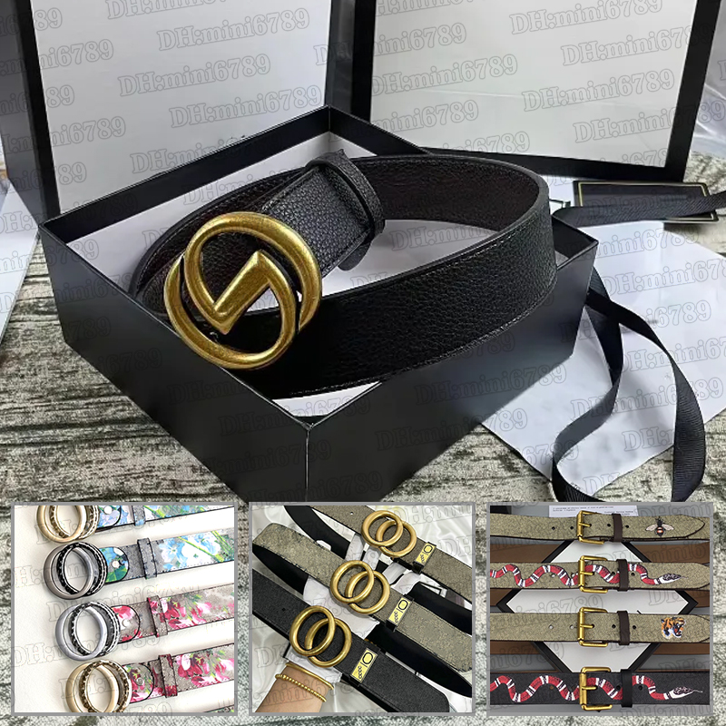 Designer belts women belts men letter belts metal letter buckle belts fashion business casual simple classic flower tiger snake king belt width 2/3/3.5/3.8 cm with box