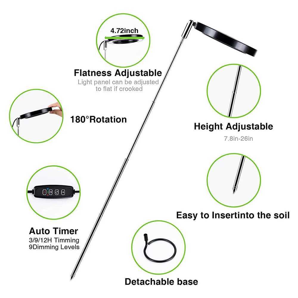 New LED Plant Growth Lamp Angel Ring Dimming Timing Adjustable Retractable Height Full Spectrum Imitation Sunlight Growth PlantXJ250526