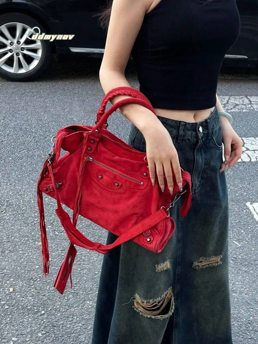 Women Canvas 2024 New Fashion Red High-Capacity Shoulder Pures and Bags Crossbody Girls Bag ddmynov