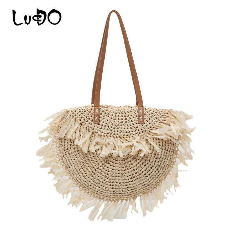 Shoulder Bags for Women 2025 Female Ins Summer Big Capacity Paper Handmade Woven Beach Bag Bohemia Bali Handbag