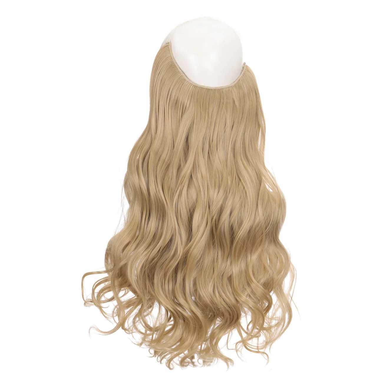 Synthetic One piece Hair Extensions No Clip No Glue Invisible 24inch Long Straight Wave Heat Resistant String Hairpiece S25526