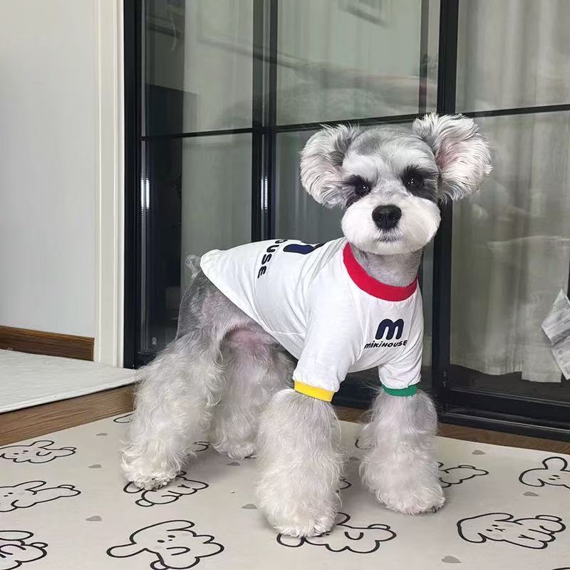 T00308 Dog clothes summer thin T-shirt cotton color matching small flower pet short sleeve summer anti-hair loss Bichon Schnauzer cat