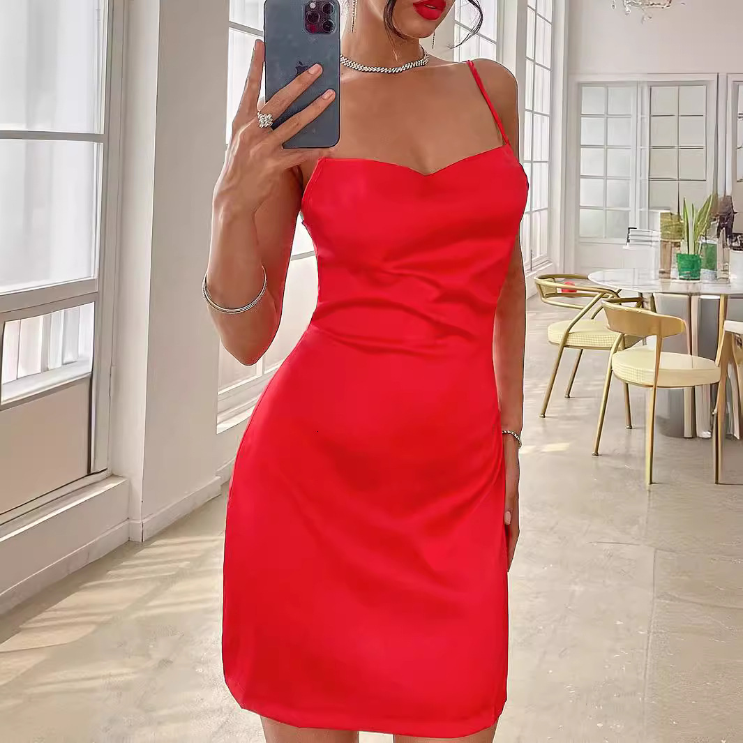 Subtle Design Style Sexy Solid Color Strap Skirt Summer New Short Skirt Womens Wear