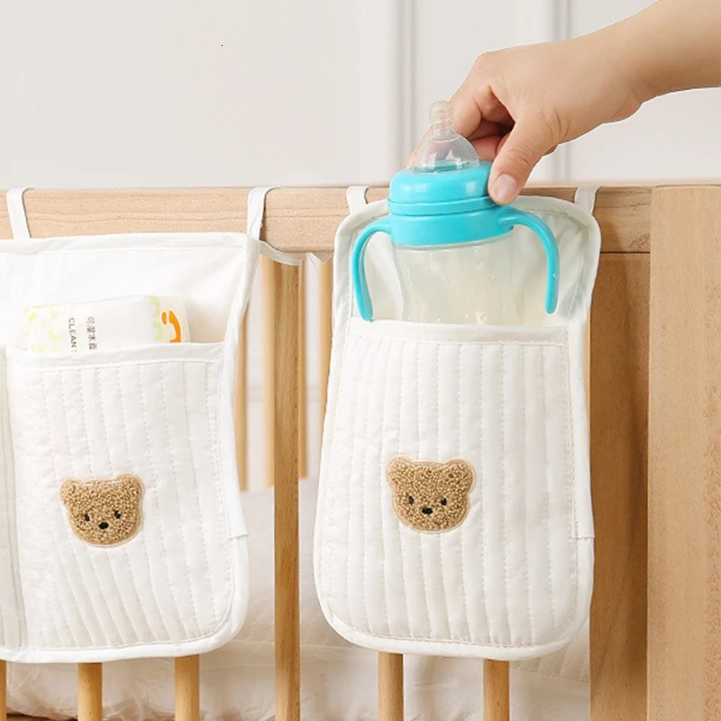 Bedside Hanging Bag Quilted Cotton Organizing for Toy and Diaper Baby Outdoor Strollers Storage Pocket 250517z