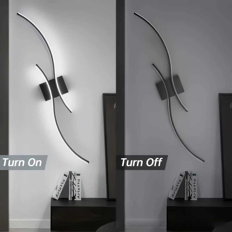 Minimalist LED Wall Lamps for TV Sofa Background Black Indoor LED Wall Lights Interior Lighting Fixtures for Corridor BalconyXJ250526