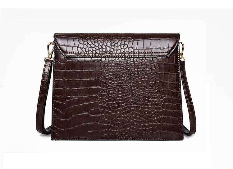 NIGEDU Fashion Women Handbag crocodile Leather Flap Shoulder Bag for Female crossbody bags Large capacity Totes coffee