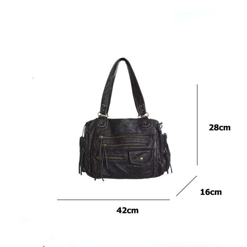 Women's Bags Designer Women's Fashion Retro Y2k Hot Girl Motorcycle Large Capacity Washed Distressed Shoulder Messenger Bag