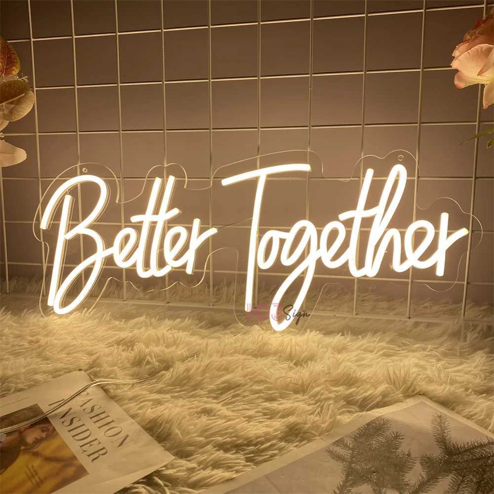 Better Together Neon LED Sign Bedroom Wedding Birthday Decoration Night Lights USB Boardsign Sign Room Wall Party Decor W250526