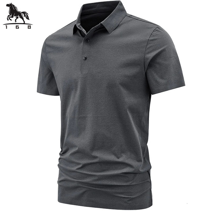 Mens high quality summer lapel mens short sleeve polo shirt fringe solid color business casual M5XL 2562 250526