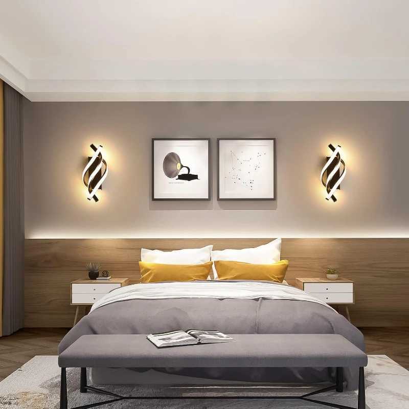 Curved Spiral Design LED Wall Lamp for Bedroom Bedside Corridor Living Room Staircase Corridor Lighting Fixture Home Decor LightXJ250526