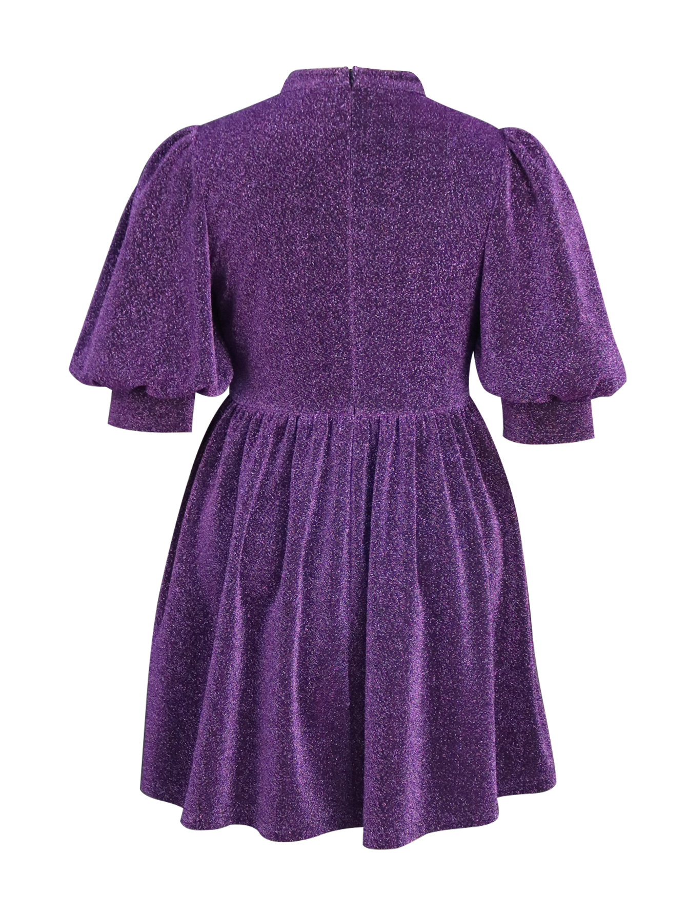 Womens Dress Party Evening Wear Purple 3D Flower Half Sleeves A-line Knee Length Plus Size Summer Autumn