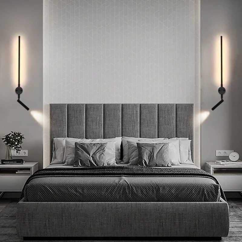 Nordic Minimalist LED Wall Light White Black Metal Adjustable Wall Lamp Swing Arm Bedside Reading Sofa Background Sconce lightXJ250526
