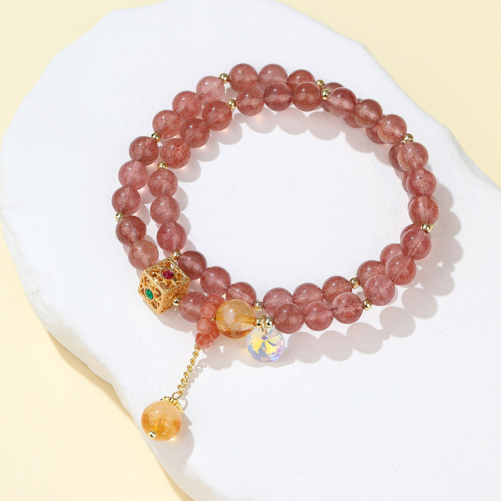 Jewelry layering strawberry crystal for couples and girlfriends, temple style new Chinese jewelry bracelet