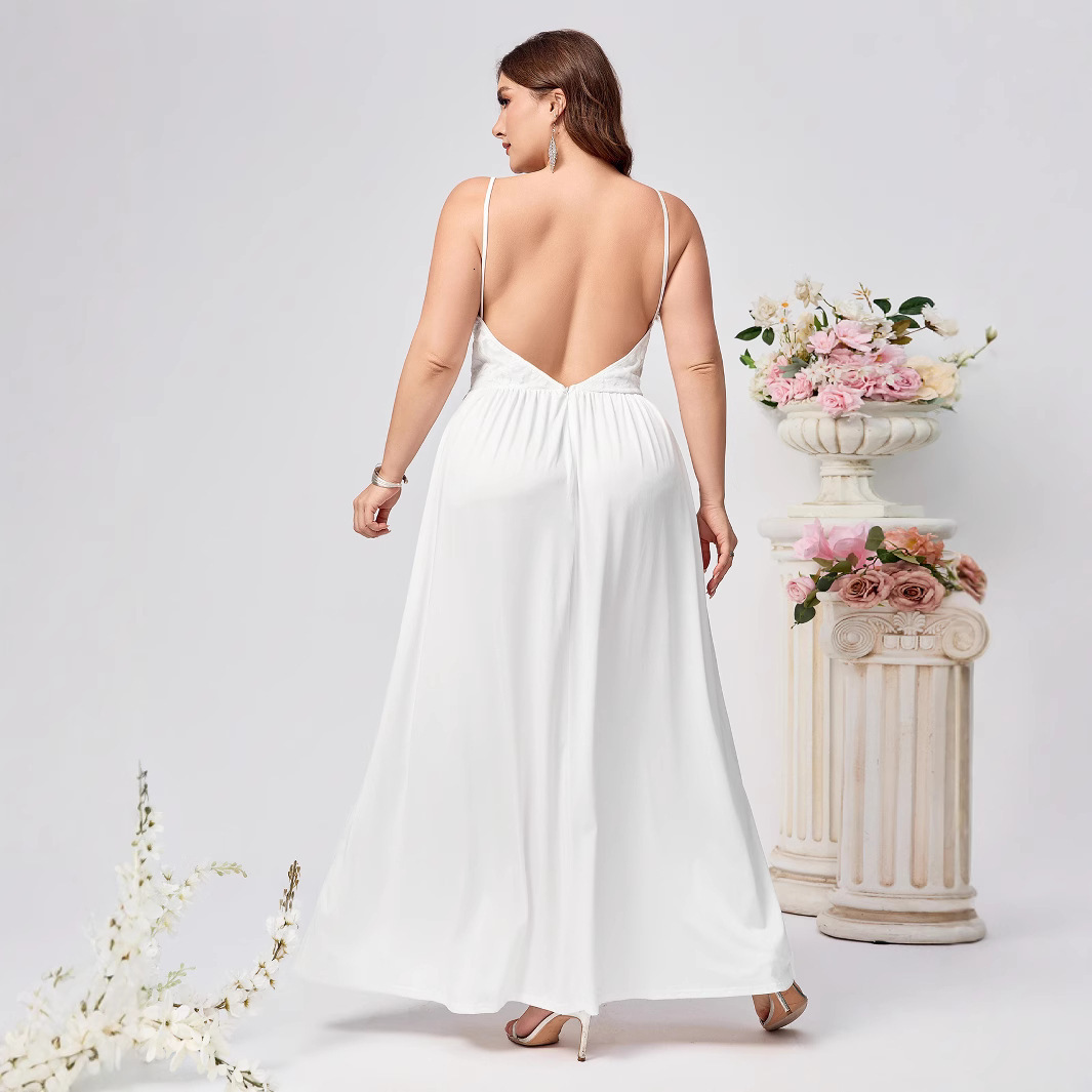 Solid color red sexy dress long skirt dress womens evening dress