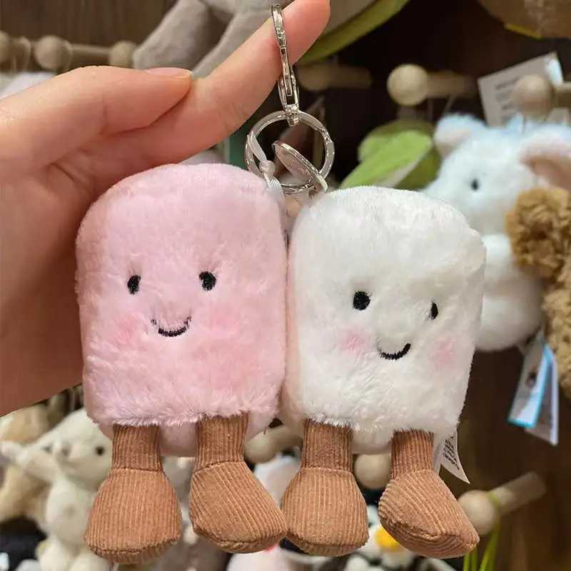 New Jelly Cat Fun Marshmallow Keychain Cotton Candy Two Tone Cute Soft Two Tone Doll Keychain Bag Pendant Girls Gift XJ250524