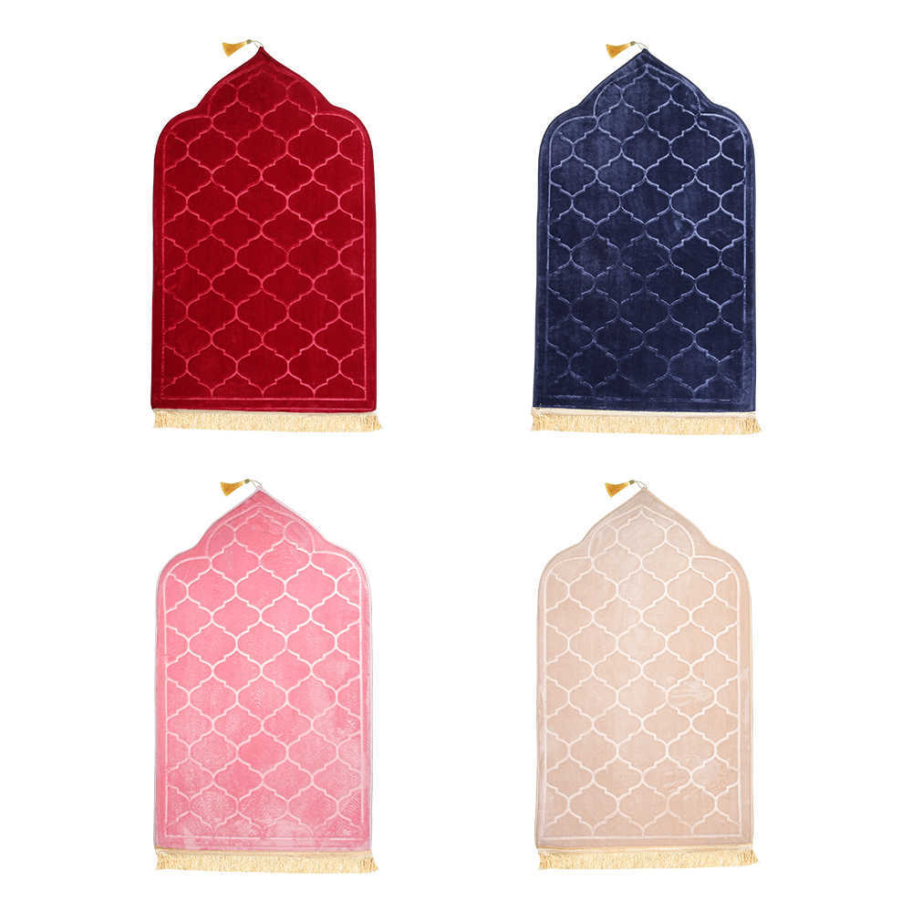 Soft Worship Kneel Travel Prayer Rug Non-slip Prayer Mat Flannel Carpet for Muslim Ramadan Embossing Floor Carpets Portable M250526