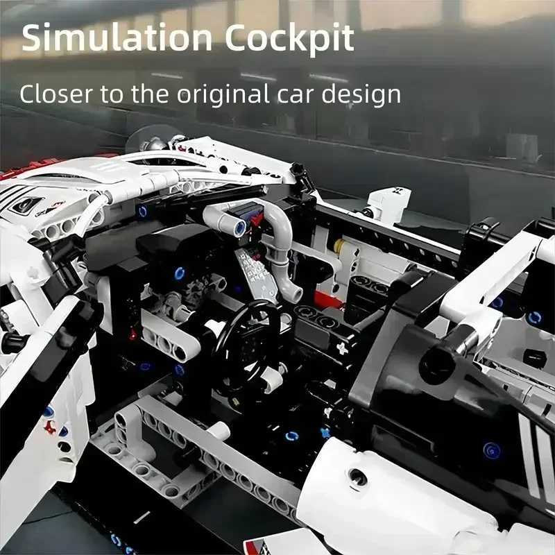 911Rsr 1580Pcs Technical Racing Building Blocks Electric Remote Control LED Lights Model Car MOC Bricks Birthday Adult Gift Toys M250526