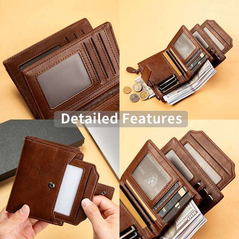 Men's Wallet New Short Vintage Multi-card PU Leather Pop Box Gift