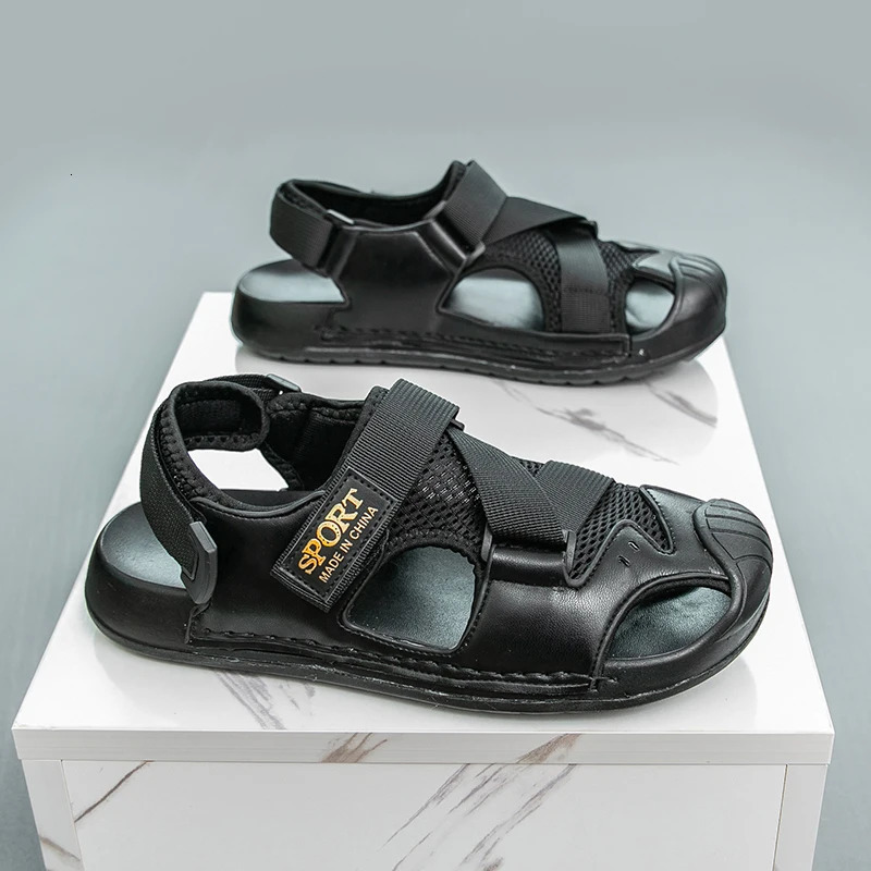 Summer Outdoor Leather Breathable Men Sandals Casual Shoes For Beach Waterproof Footwear Man Anti Collision Toe 250523BJ - view 4