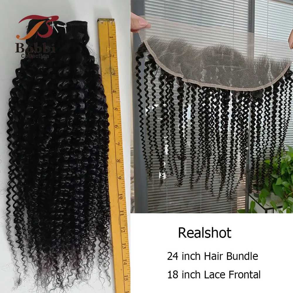 1 Bundle Kinky Curly Human Hair Weft Lace Closure Frontal 10-32 inch Natural Color Remy Hair Weave Extension Bobbi Collection S25526