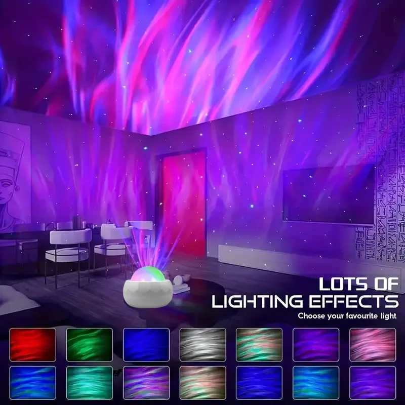 Northern Lights Starry Sky Projector Lamp LED Atmosphere Light Night Aura Aurora Glowing Lamp for Room Party Decoration Gifts W250526