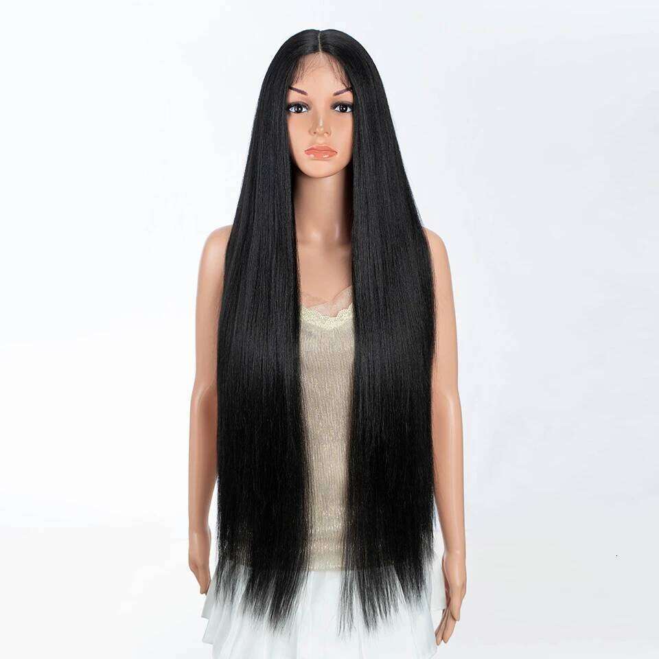 Synthetic Front For Women 36 Inch Deep Part Long Yaki Straight Ombre Brown Ginger Cosplay Lace Wigs