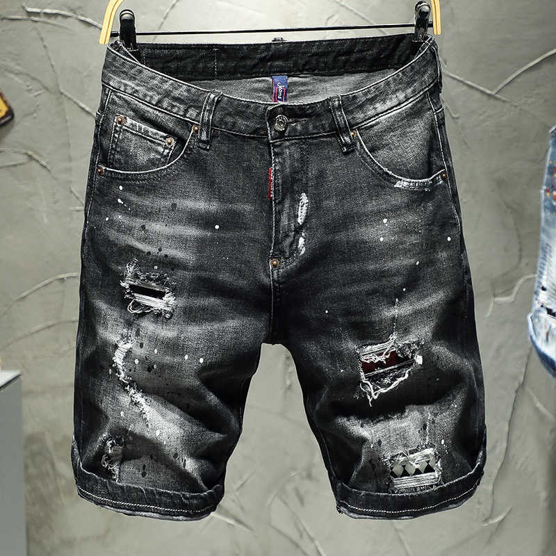 New Fashion Mens Open Front Short Jeans Brand Clothing Bermuda Summer Cotton Shorts Breathable Denim Street Clothing Mens ClothingT250324