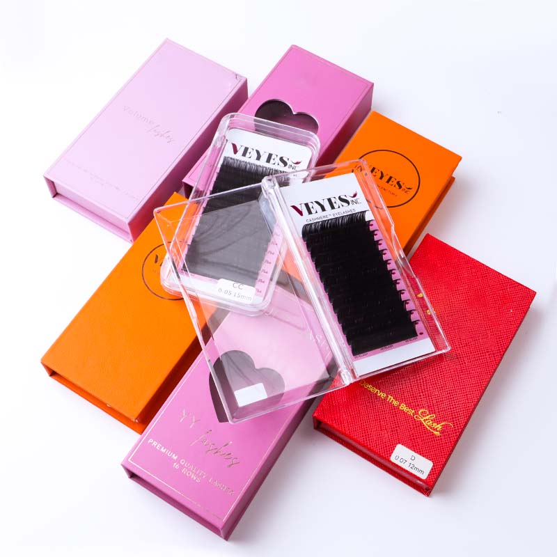 VEYES Premium Quality Individual Eyelash Extensions Easy Fans Dark Matte Lash Trays Soft Cashmere Silk Mink Korean PBT 25mm