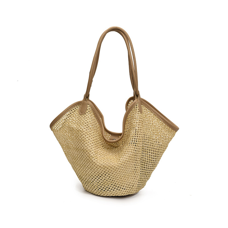 Large Capacity Hollow Out Tote for Women 2025 New Straw Unique Niche Shoulder Commuter Woven Bag