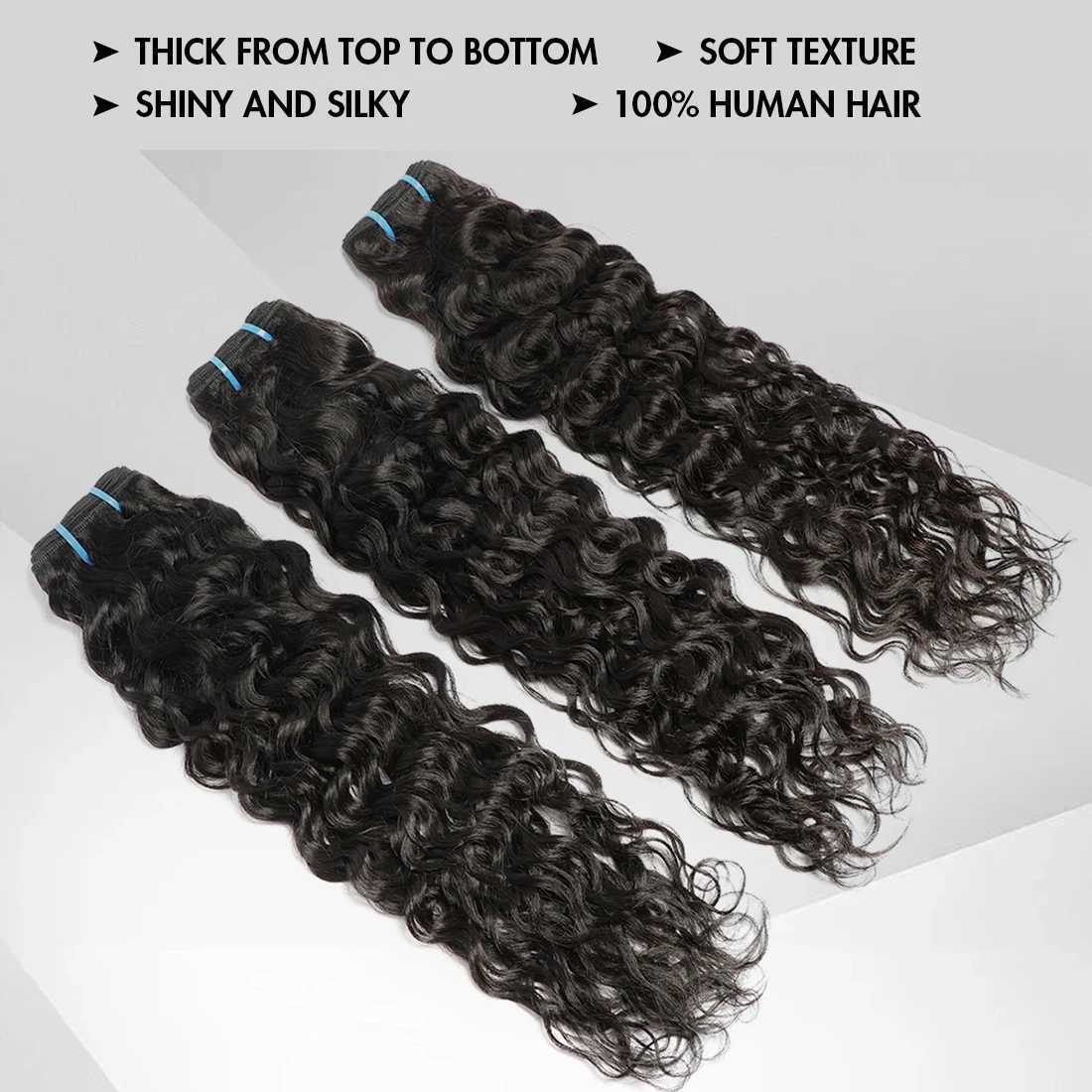100% Human Hair Bundles 12A Unprocessed Water Wave Bundles Human Hair Weaving Maxine Wet and Wavy Curly Hair Bundles Extensions S25526 - view 5