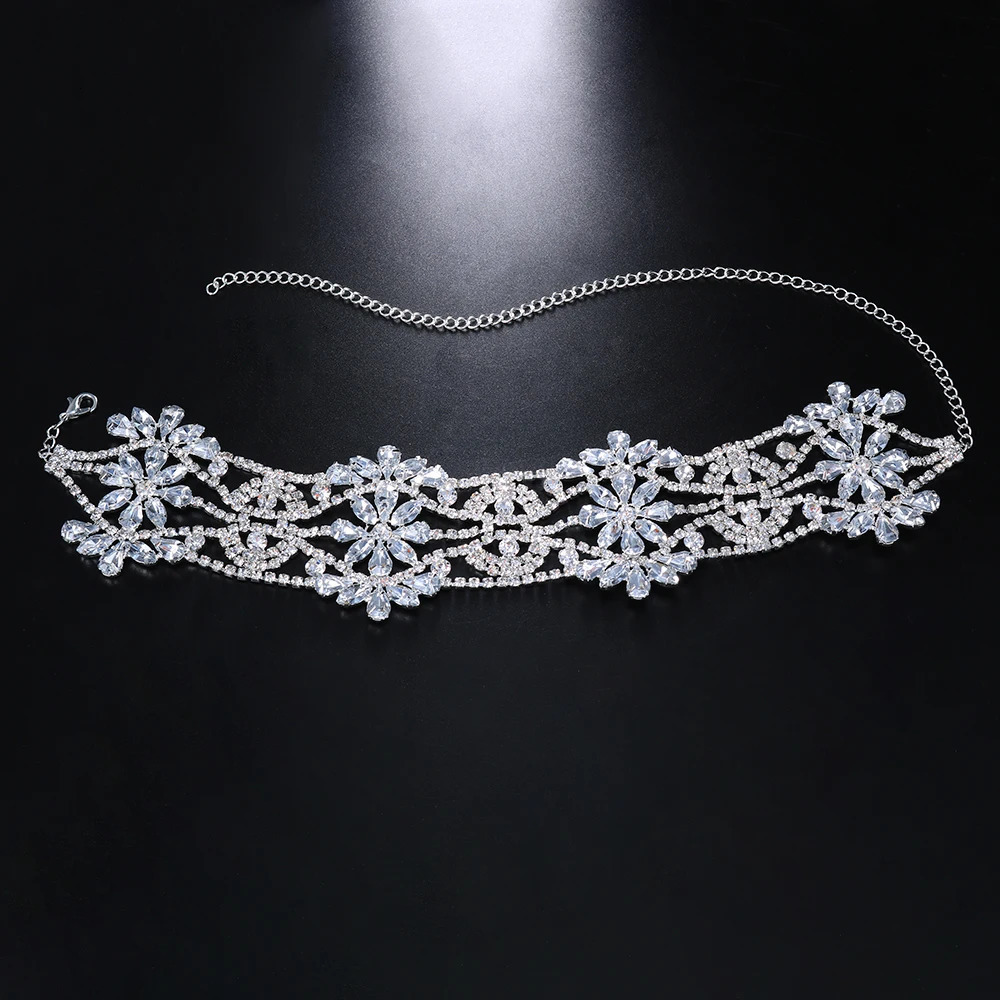 XSBODY Hollow Flower Crystal Choker Necklace for Women Party Accessories Rhinestone Choker Collar Statements Jewelry 250519