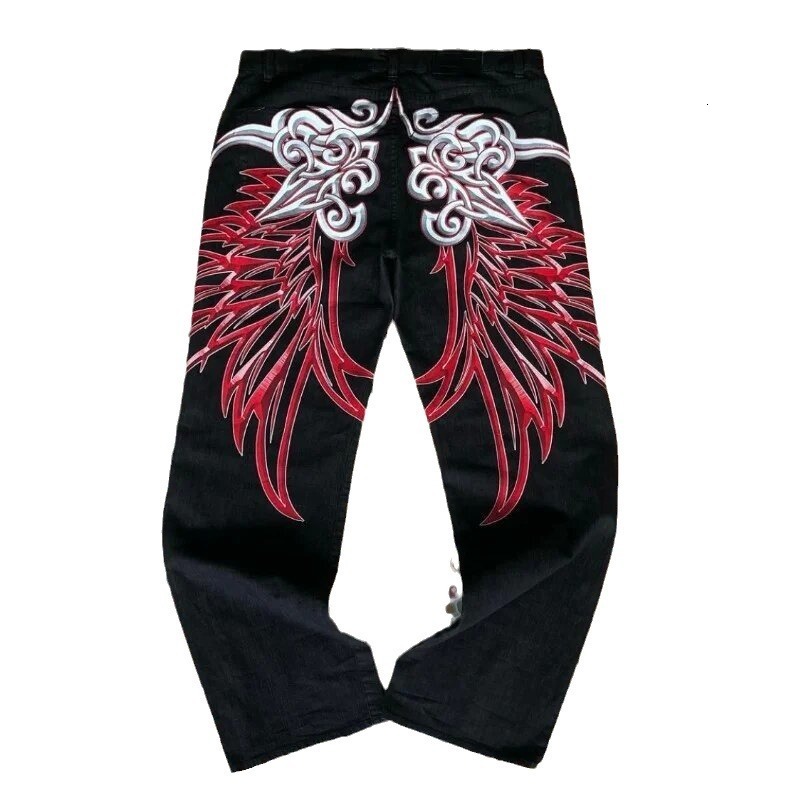 Streetwear Jeans Y2k Sweatpants Rhinestone Skull Gothic Joggers Black Pants Womens Baggy Jeans Womens High Waist Hip Hop Pants 240527