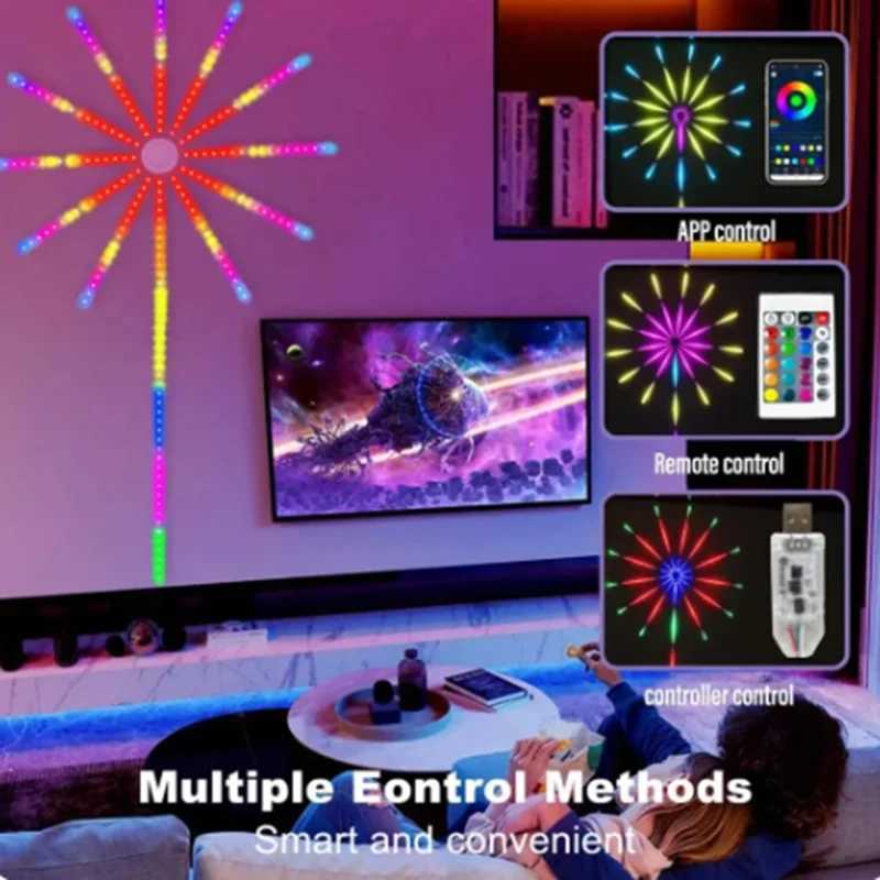 2024 NEW Full Color Christmas Fireworks Light RGB Neon String Light Festoon LED Garland Outdoor Garden W250526