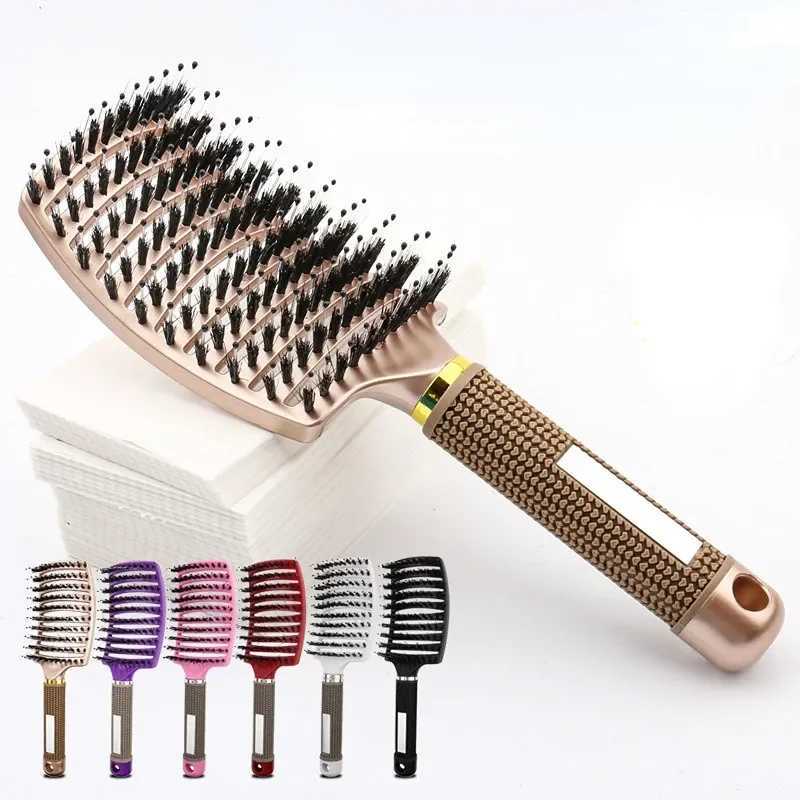 Hairbrush Bristle Nylon Women Wet Curly Detangle Hair Brush Hair Brushes Scalp Massage Comb for Salon Hairdressing Styling Tools R250526